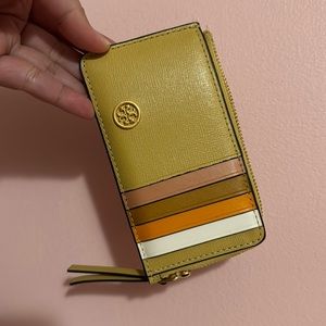 Pre- Owned Tory Burch Robinson Color-block Top-Zip card case